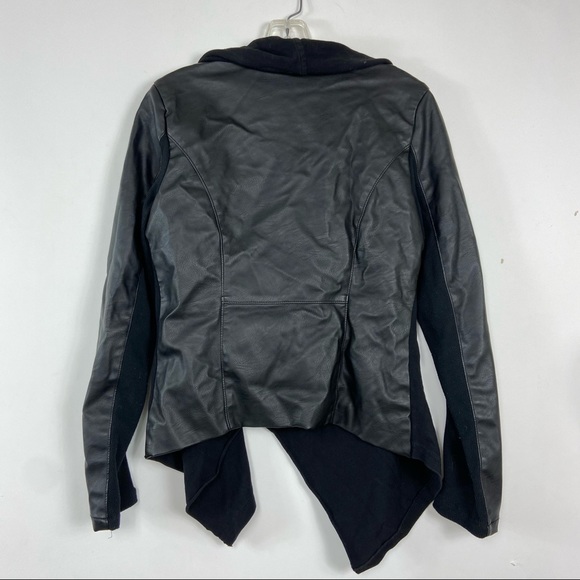 Blank NYC faux leather and cotton a symmetrical geometric cross zip jacket. sm - Picture 5 of 10